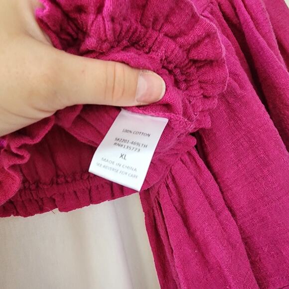 Olivaceous Long Sleeve Top Woman XL Boho Whimsy Romantic Fairy Bell Magenta Pink - Picture 9 of 10